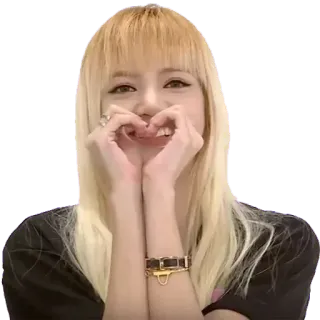 ❤️ Lisa kpop, idola, penyanyi, rambut pirang, isyarat hati telegram sticker