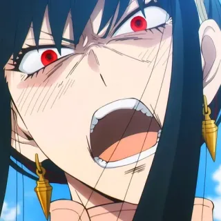 🙂 Yor Forger Spy x Family anime, yor forger, spy x family, angry, woman, red eyes telegram sticker