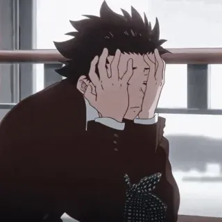 🔍 anime, sad, depressed, anime character, male, school uniform, emotional telegram sticker