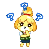🤔 Isabelle Animal Crossing Isabelle, Animal Crossing, video game, berpikir, tanda tanya, imut whatsapp sticker