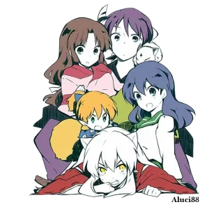 🐾 Anime, Manga, Grupo, Lindo, Kawaii, Ilustración whatsapp sticker