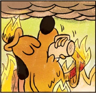 😅 cane, fuoco, cartone animato, illustrazione, animale telegram sticker