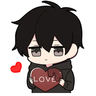 🖤 LOVE love, heart, cute, chibi, character, cartoon telegram sticker