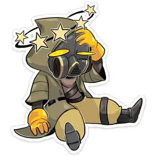 🤕 personnage, masque à gaz, étourdi, dessin animé telegram sticker