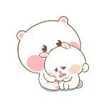 ❤️ urso, coelho, fofo, desenho animado, triste, abraço, conforto whatsapp sticker