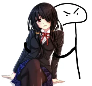 🖤 Anime, Cô gái, Hình que, Phim hoạt hình, Nhân vật, Hình minh họa telegram sticker
