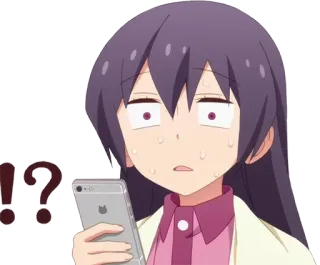 😱 !?  Anime, Cartoon, Überrascht, Handy, Ausdruck, Verwirrt whatsapp sticker