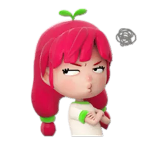 😒 en colère, dessin animé, expression, frustrée, fille, moue whatsapp sticker