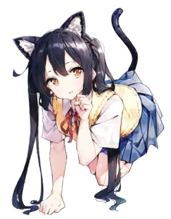 😍 Anime, Fille chat, Neko, Uniforme scolaire, Kawaii, Illustration whatsapp sticker