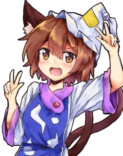 ✌ anime, catgirl, kawaii, cute, character, fanart telegram sticker