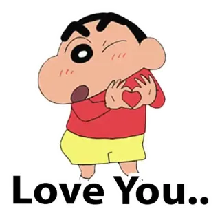 🥰 Shin-chan Love You.. amor, corazón, dibujos animados, Shin-chan, anime telegram sticker