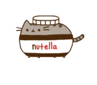 🐱 nutella kat, nutella, eten, schattig, cartoon, sticker, toetje, kawaii telegram sticker
