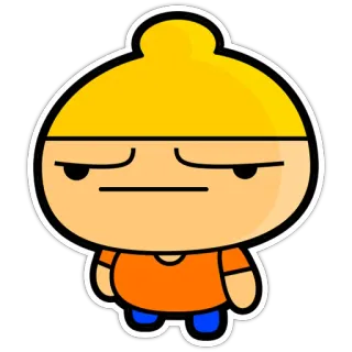😠 Dessin animé, Personnage, Jaune, Orange, Bleu, Autocollant, Illustration, Drôle telegram sticker
