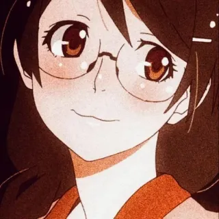 🎭 Anime, Dziewczyna, Okulary, Postać, Ilustracja, Portret telegram sticker