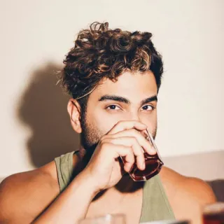🖤 man, drinking, portrait, beverage, person, lifestyle telegram sticker