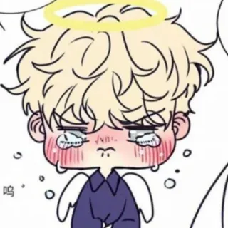 ☁️ 呜 llorando, ángel, triste, lágrimas, halo whatsapp sticker