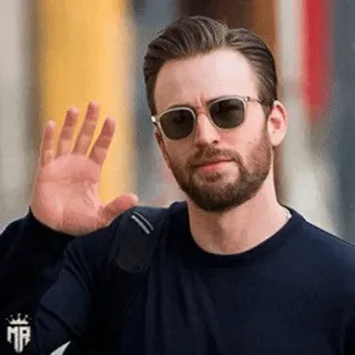 🛡 Chris Evans actor, celebrity, man, waving, glasses telegram sticker