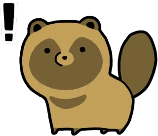 ❗ タヌキ, 動物, たぬき, かわいい, びっくりマーク, 注意 telegram sticker