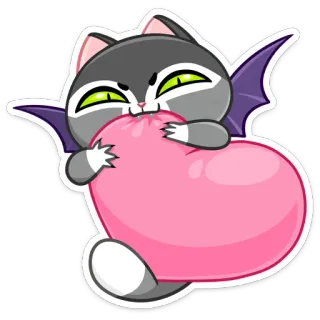 ❤️ Katze, Vampir, Herz, Liebe, Sticker, Tier telegram sticker