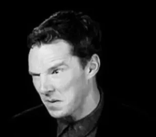 🧐 Benedict Cumberbatch 演员, 男人, 名人, 肖像, 黑白, 滑稽的脸 whatsapp sticker