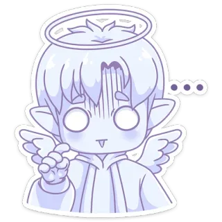 😐 Ангел, Аниме, Милый, Мультфильм, Фэнтези, Чиби, Персонаж, Каваий telegram sticker