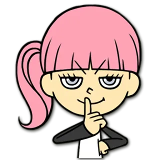 😈 girl, pink hair, cartoon, shush, quiet telegram sticker