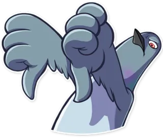👎 paloma, no me gusta, pulgares abajo, pájaro, desaprobación, negativo telegram sticker