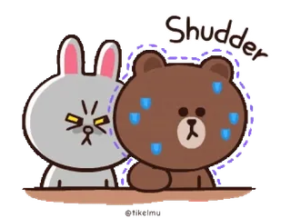 😨 Shudder arrepio, desenho animado, reação, fofo, urso pardo, coelho Cony telegram sticker