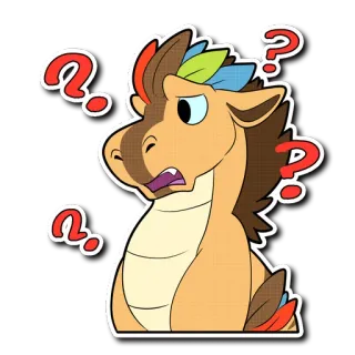 ❓ 만화, 질문, 혼란스러운, 동물, 말, 스티커 telegram sticker