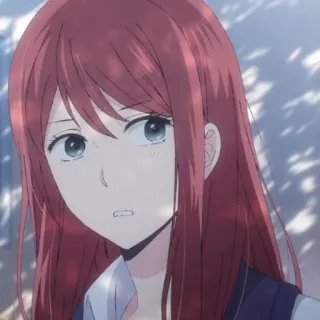 🍁 anime, retrato, pelo rojo, mujer, chica telegram sticker