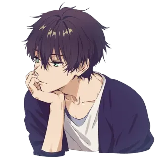 😎 动漫, 男孩, 思考, 忧郁, 角色, 漫画 telegram sticker
