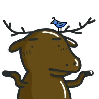 😐 alce, uccello, animale, cartone animato, carino, divertente, adesivo telegram sticker