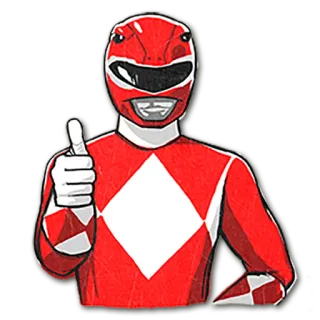 👍 Power Ranger Power Rangers red, helmet, thumbs up, hero, cartoon, superhero, action telegram sticker