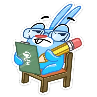 🤓 konijn, dokter, medisch, klembord, potlood, bril telegram sticker