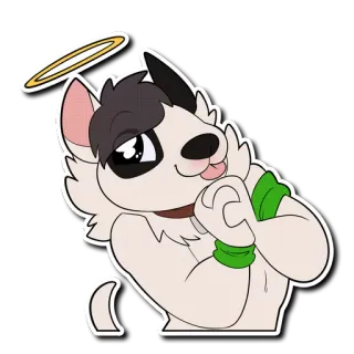 😇 furry, dog, halo, cartoon, animal telegram sticker