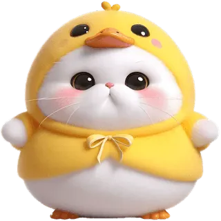 😳 kot, kaczka, słodkie, zwierzę, kreskówka, kawaii, naklejka telegram sticker
