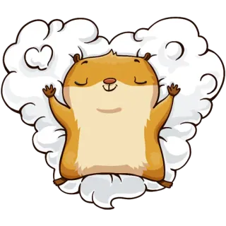 😴 hamster, fofo, nuvens, coração, animal telegram sticker
