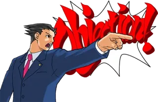 ☝️ Phoenix Wright Ace Attorney Objection! 弁護士, 裁判所, アニメ, 弁護士, 叫び telegram sticker
