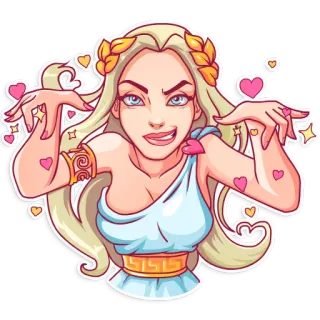 ✨ woman, cartoon, sticker, goddess, crown, hearts, beautiful telegram sticker