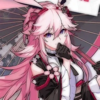 🤭 anime, roze haar, vrouw, cartoon whatsapp sticker