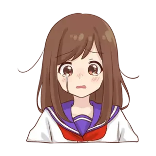 😢 Anime, Ragazza, Uniforme scolastica, Piangendo, Triste telegram sticker