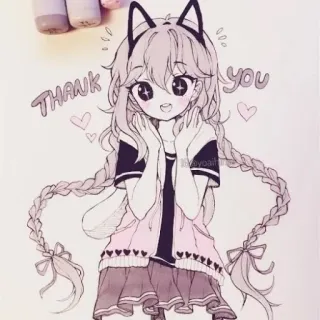😊 Thank you アニメガール, ありがとう, 可愛い, イラスト, かわいい telegram sticker