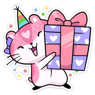 🎁 hamster, fofo, presente, aniversário, festa, celebração, desenho animado, animal telegram sticker