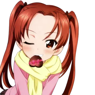 ❤ Anime, Mädchen, Zwinkern, Kawaii, Cartoon, Schokolade, Süß whatsapp sticker