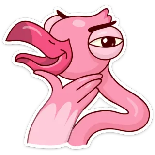 🤔 Flamingo, Cartoon, Rosa, Vogel, Tier, Grinsend telegram sticker