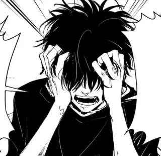 😨 anime, manga, stress, panic, frustration, black and white telegram sticker