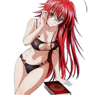 📙 anime, garota, cabelo ruivo, biquíni, óculos telegram sticker