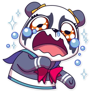 😢 панда, плачет, грустный, мультфильм, аниме, блестки, милый whatsapp sticker