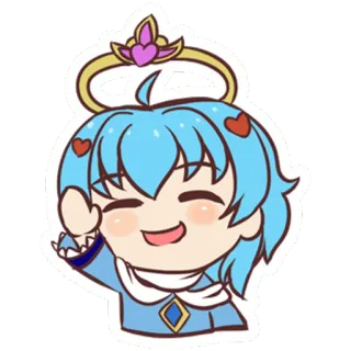 👋 Anime, Chibi, Fofo, Desenho animado, Personagem, Coroa, Corações, Kawaii telegram sticker