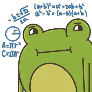😥 -b±√D
2a
(a+b)²= a²+2ab+b²
a²-b²= (a-b)(a+b)
r
Απ
C=2
T лягушка, математика, алгебра, геометрия, образование, формулы, ботаник telegram sticker